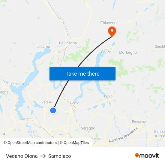 Vedano Olona to Samolaco map