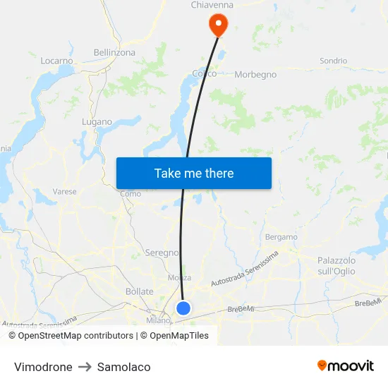 Vimodrone to Samolaco map
