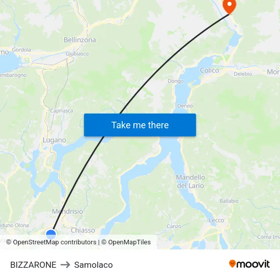 BIZZARONE to Samolaco map
