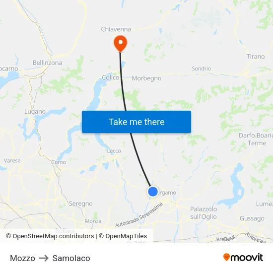 Mozzo to Samolaco map