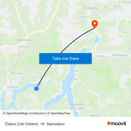 Claino Con Osteno to Samolaco map