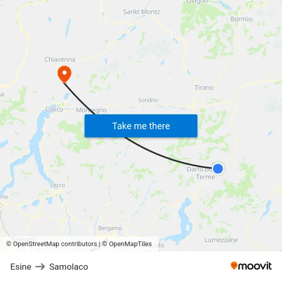 Esine to Samolaco map