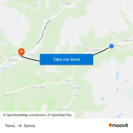 Temù to Sernio map
