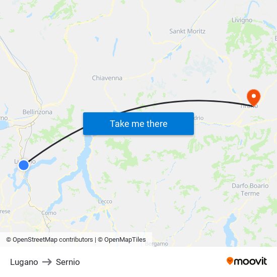 Lugano to Sernio map