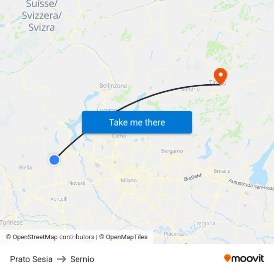 Prato Sesia to Sernio map