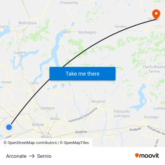 Arconate to Sernio map