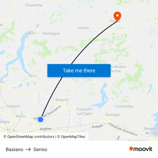 Basiano to Sernio map