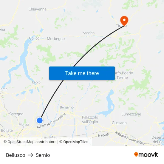 Bellusco to Sernio map