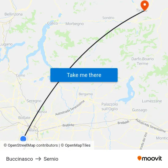 Buccinasco to Sernio map