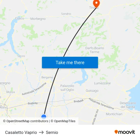 Casaletto Vaprio to Sernio map