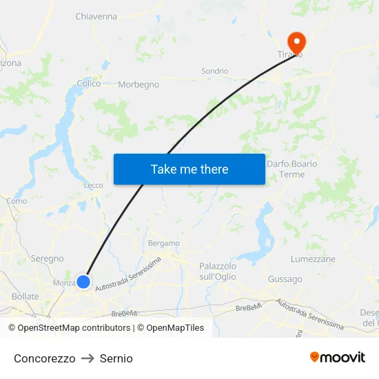 Concorezzo to Sernio map