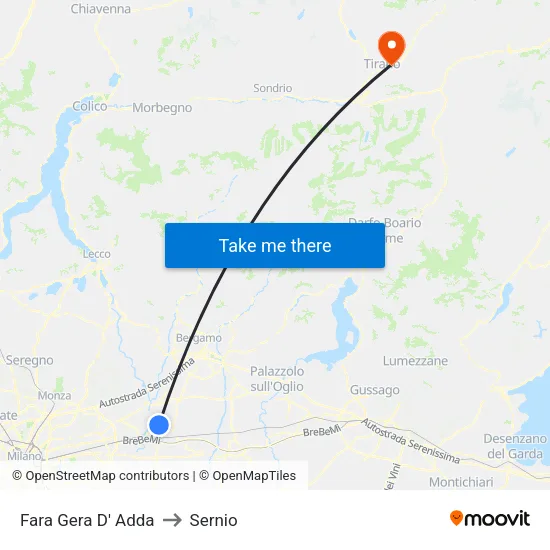 Fara Gera D' Adda to Sernio map