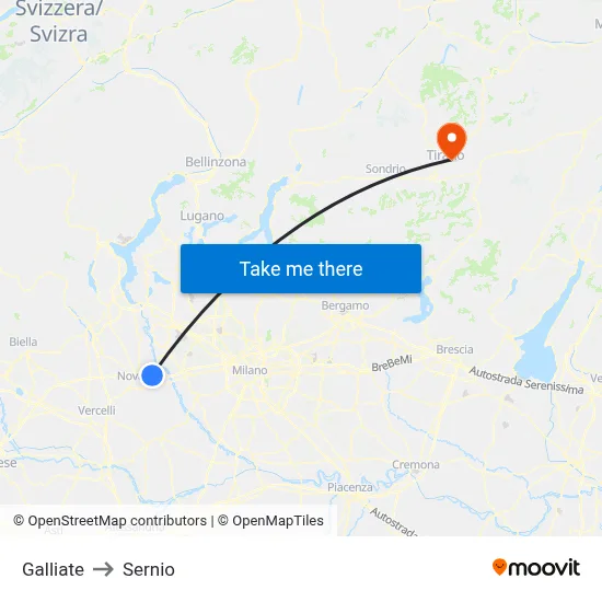 Galliate to Sernio map