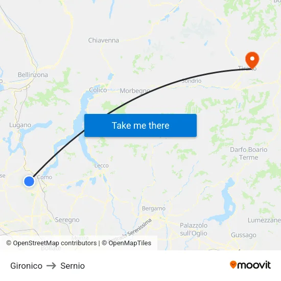 Gironico to Sernio map