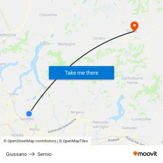 Giussano to Sernio map