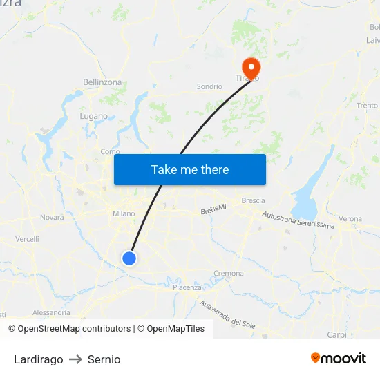 Lardirago to Sernio map