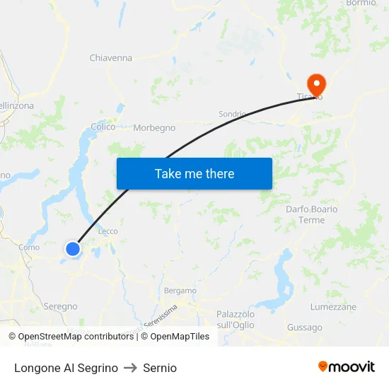 Longone Al Segrino to Sernio map