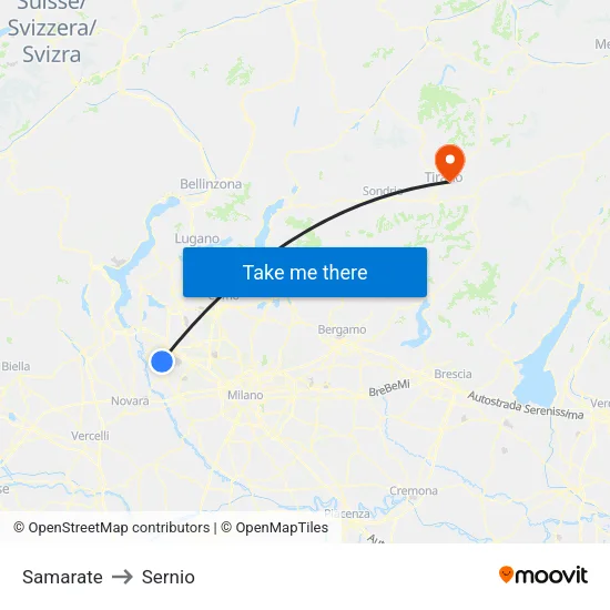 Samarate to Sernio map