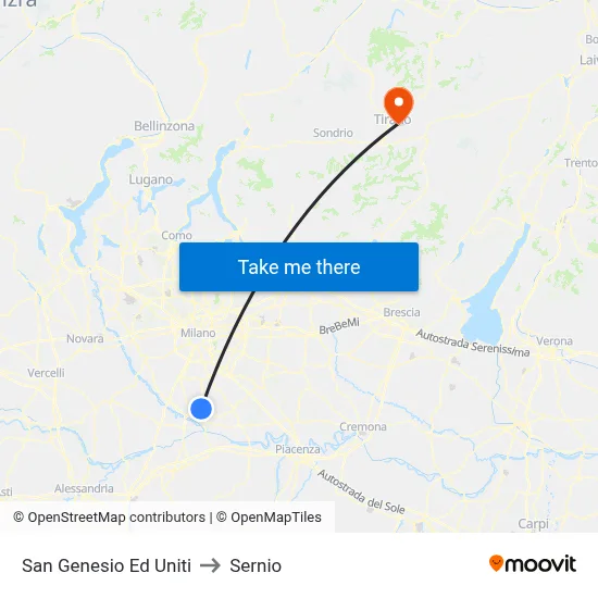 San Genesio Ed Uniti to Sernio map