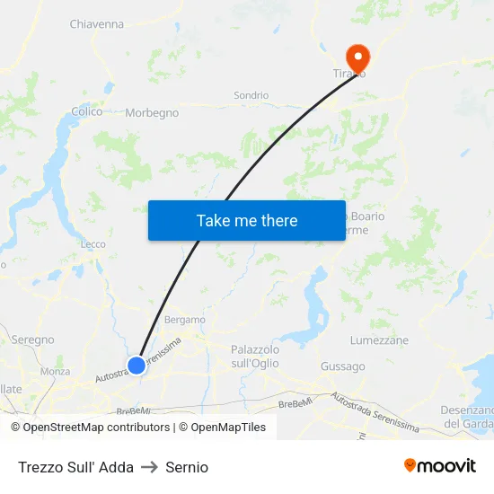 Trezzo Sull' Adda to Sernio map