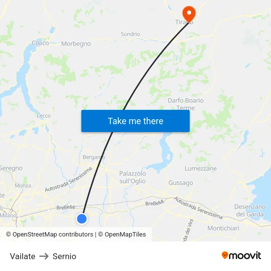 Vailate to Sernio map