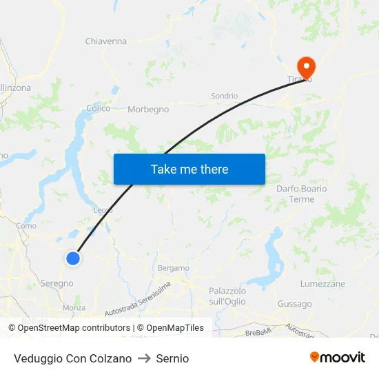 Veduggio Con Colzano to Sernio map