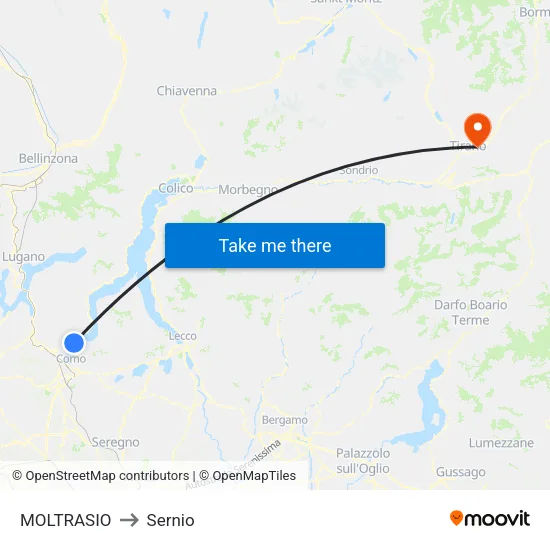 Moltrasio to Sernio map
