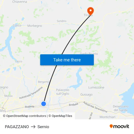 PAGAZZANO to Sernio map