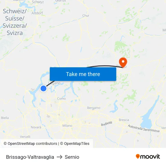 Brissago-Valtravaglia to Sernio map