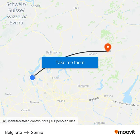 Belgirate to Sernio map