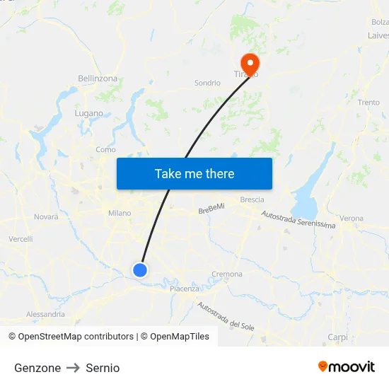 Genzone to Sernio map