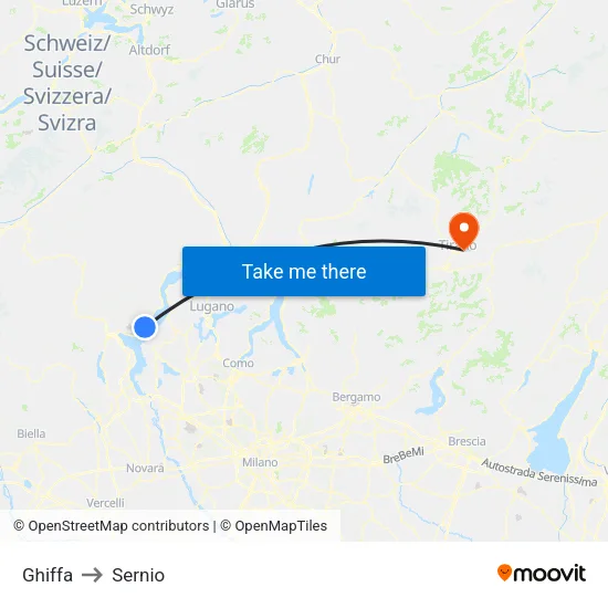 Ghiffa to Sernio map