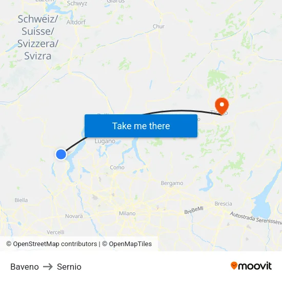 Baveno to Sernio map