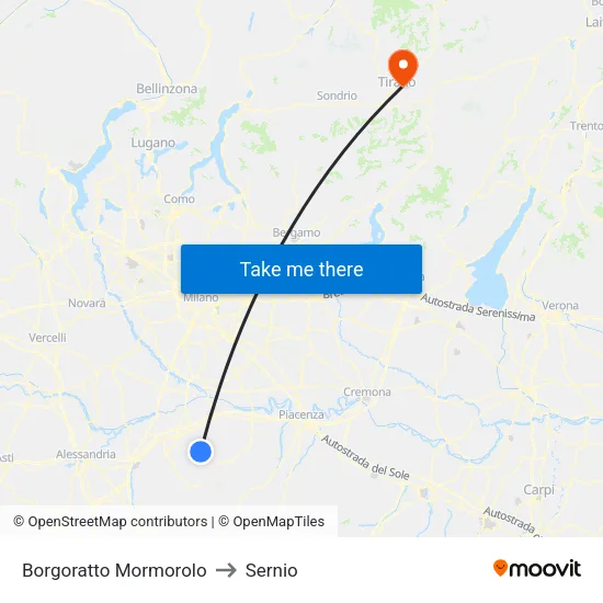 Borgoratto Mormorolo to Sernio map