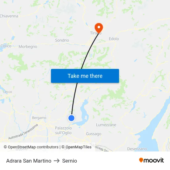 Adrara San Martino to Sernio map