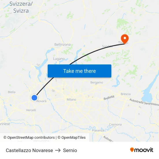Castellazzo Novarese to Sernio map