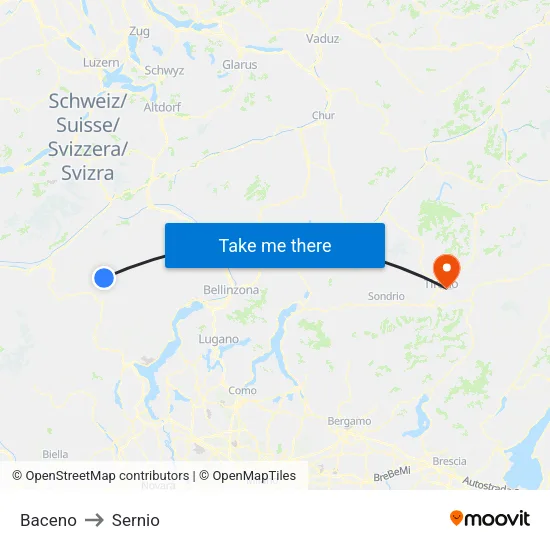 Baceno to Sernio map