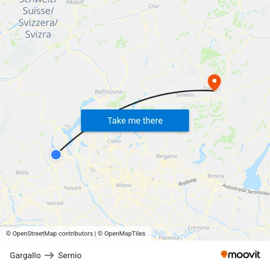 Gargallo to Sernio map