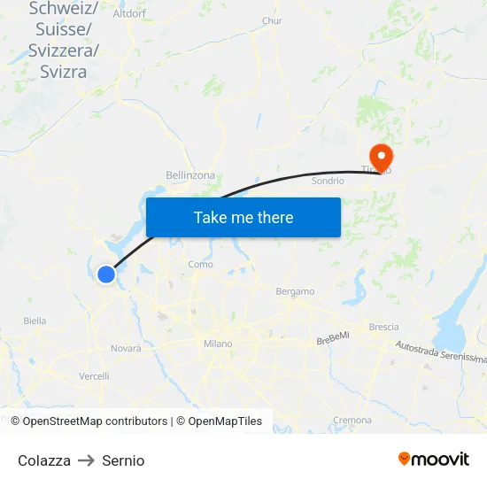 Colazza to Sernio map