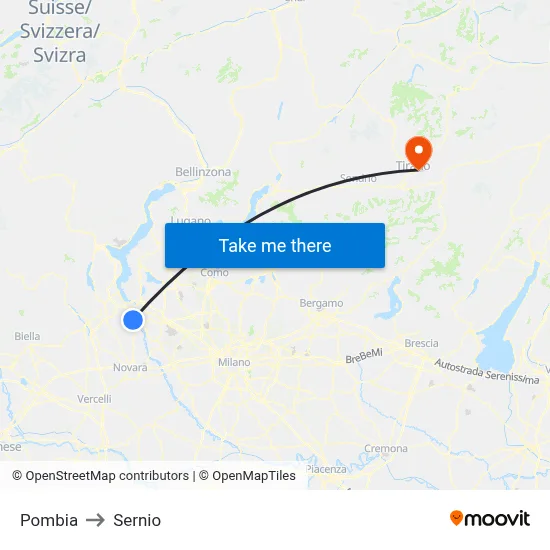 Pombia to Sernio map