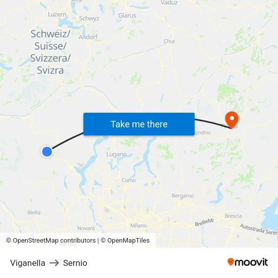 Viganella to Sernio map