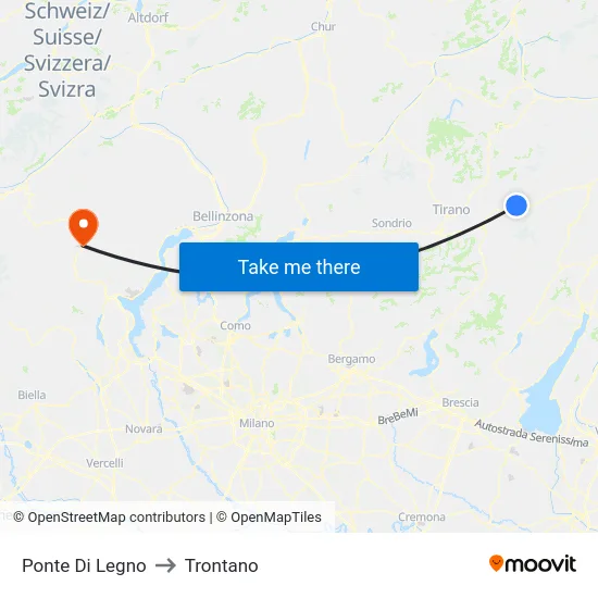 Wooden Bridge to Trontano map