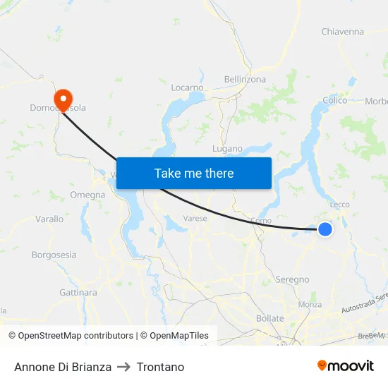 Annone di Brianza to Trontano map