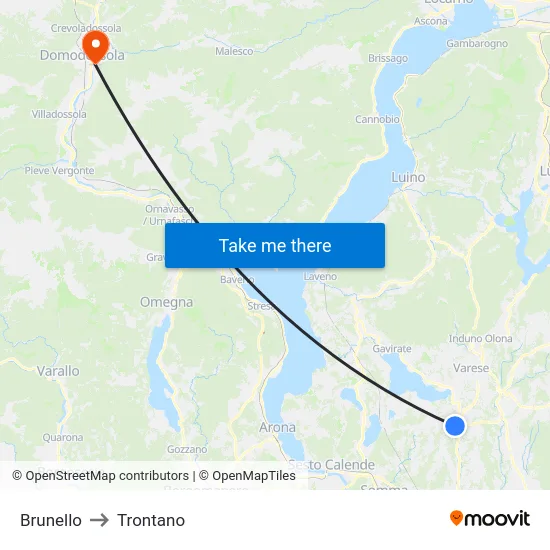 Brunello to Trontano map