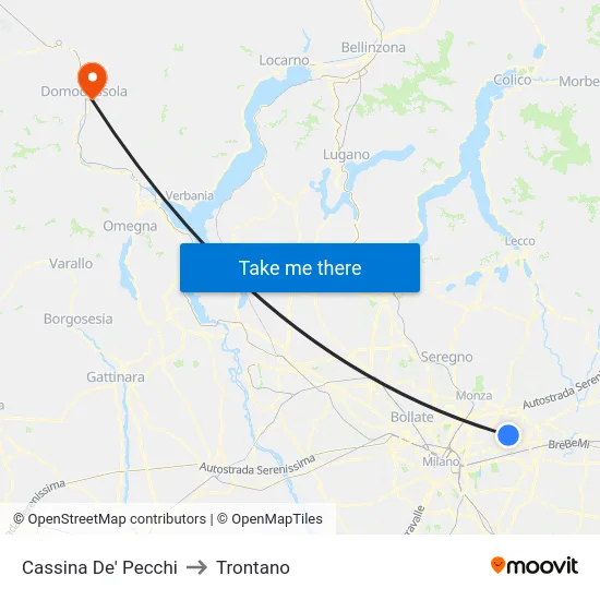 Cassina De' Pecchi to Trontano map