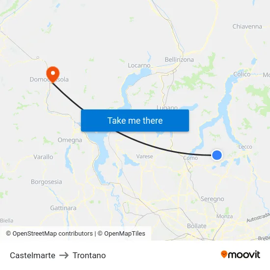 Castelmarte to Trontano map