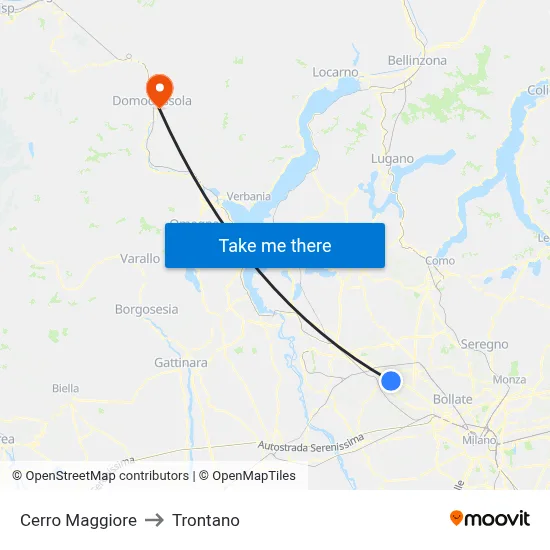 Cerro Maggiore to Trontano map