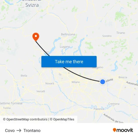 Covo to Trontano map