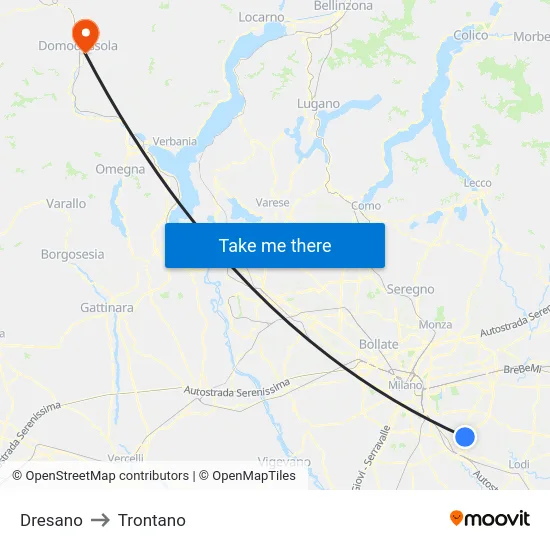 Dresano to Trontano map