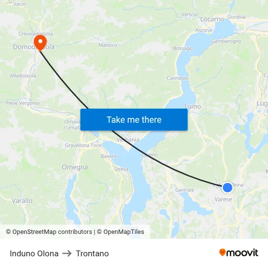 Induno Olona to Trontano map